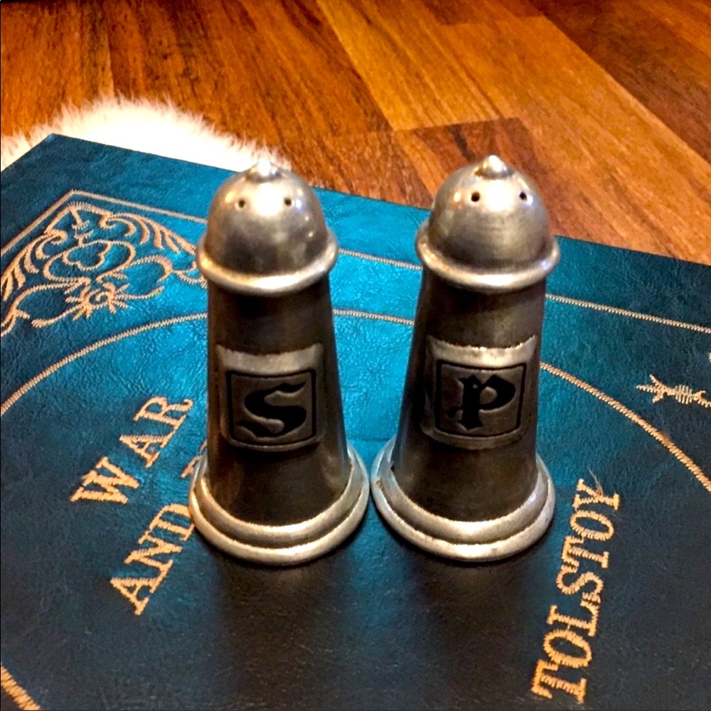 Vintage Pewter Salt Pepper Shakers